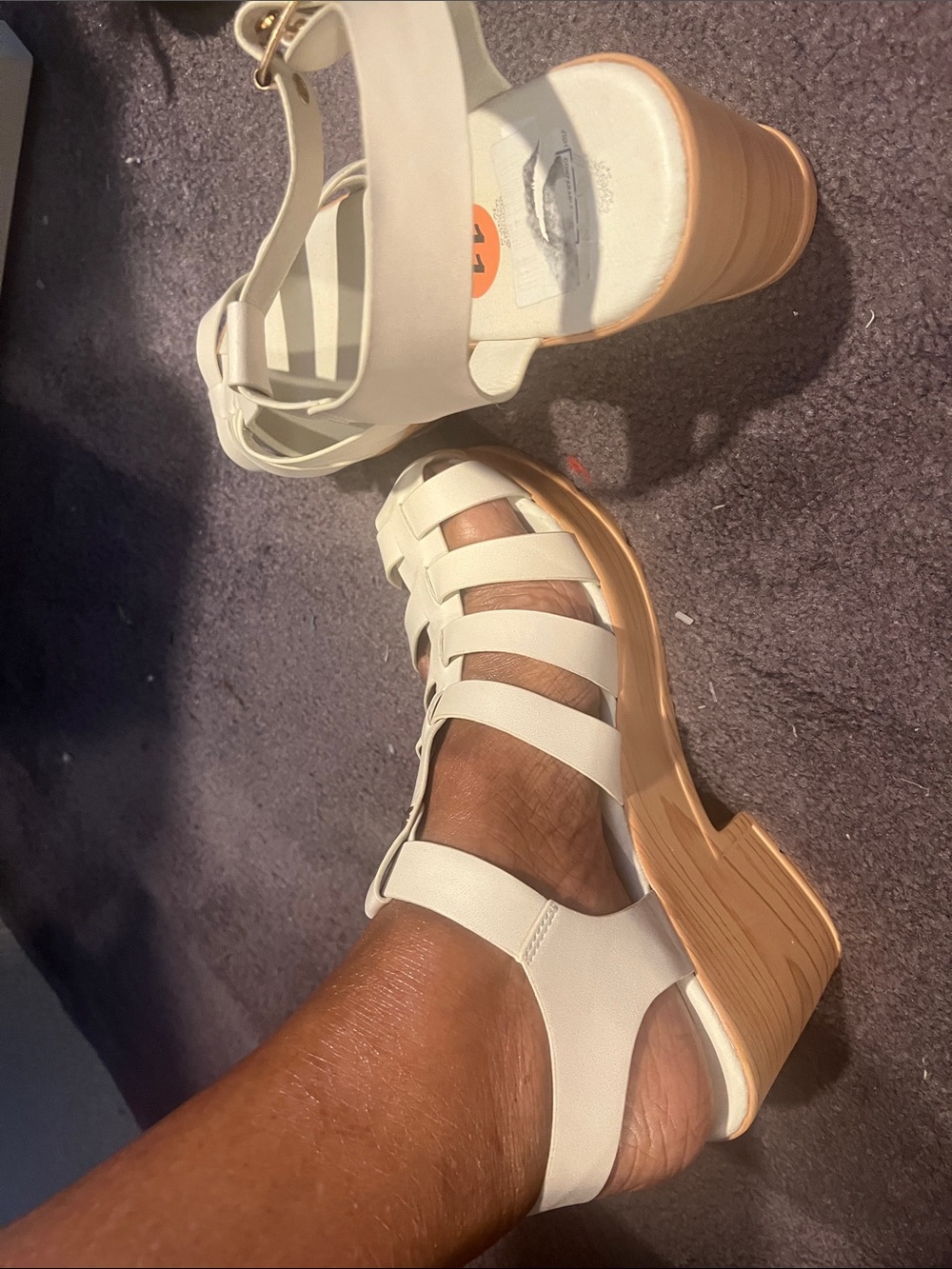 Women's Cream Strappy Block Heel Sandals by Atalina